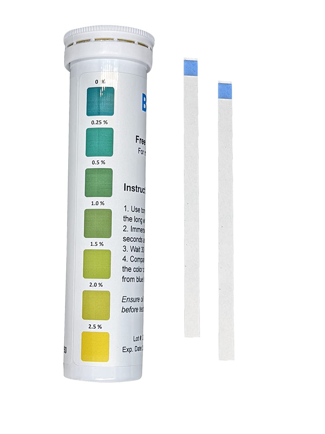 Free Fatty Acids Test Strip (0-2.5% FFA) 50 strips for measuring the quality of deep-frying oil