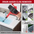 thumbnail image 4 of Drain Auger Manganese Steel Spring Pipe Unblocker Clog Remover Kitchen Bathroom Red, 4 of 7