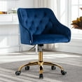 thumbnail image 2 of Accent Chair for Living Room, Velvet Fabric Vanity Chair for Makeup Room, Modern Height Adjustable Office Chair with 360 Degree Swivel, Comfy Upholstered Armchair with Soft Backrest, Navy, D7449, 2 of 10