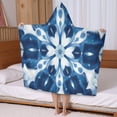 thumbnail image 5 of Indigo Tie Dye Floral Mandala Hooded Bath Towel，50"x30" for Ages 3 To 12 Kids, Quick Dry Lightweight Soft Microfiber Hood Beach Towel Cover Up for Kids, 5 of 7