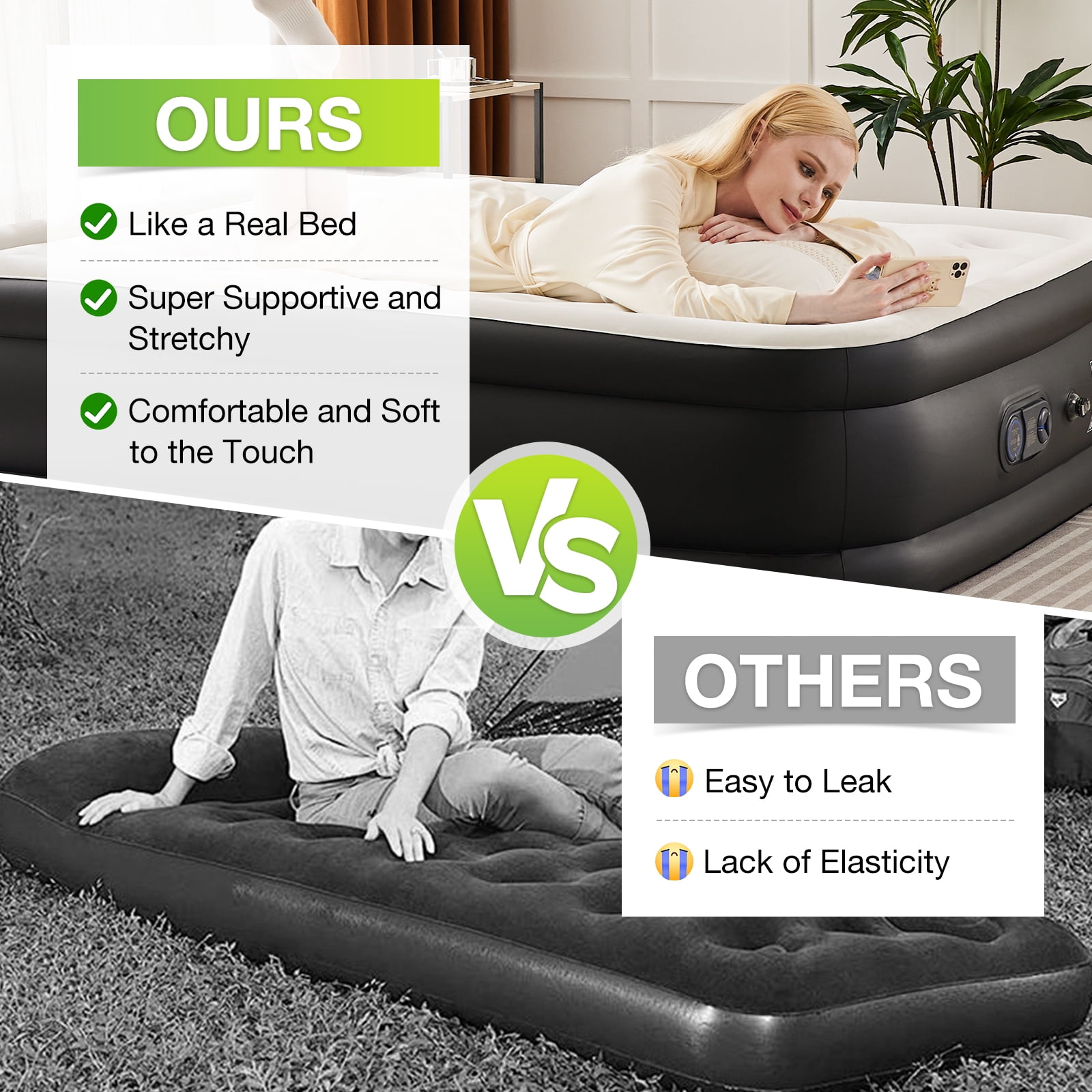 GIANNA Twin Air Mattress, 16-inch Height, Premium Comfort with Built-in Pump, Waterproof, Durable, & Easy to Inflate for Home, Travel, and Camping