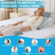 MOONORAH Wedge Pillow for Sleep Apnea, Adjustable Wedge Pillow Headboard, Bed Wedge Pillow for Back, Neck, Leg Pain Relief, Pillow Wedge for Sleeping, Acid Reflux with Neck Support Pillow, Grey