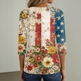 thumbnail image 4 of 4th of July Shirts for Women Plus Size 3/4 Sleeve T-Shirts Casual American Flag Print Pullover Independence Day Patriotic Tops USA 250th Anniversary Celebration Party V Neck Blouses Multicolor S, 4 of 6
