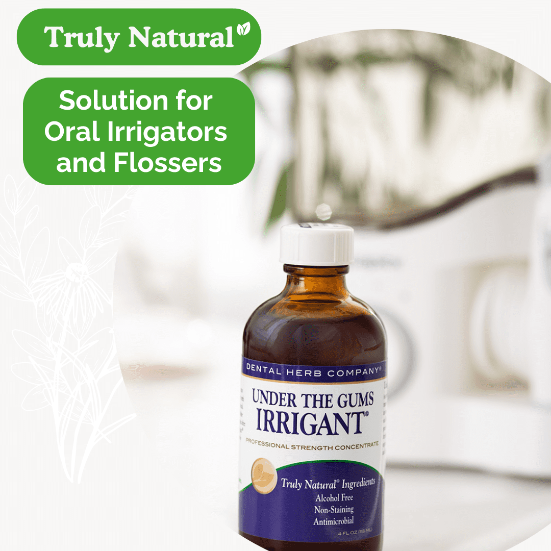 Dental Herb Company Under the Gums Irrigant: (2 pack with dropper) A Solution for Oral Irrigators and Water Flossers - Made with Pure Essential Oils and Herbs - Alcohol-Free, Vegan, non-GMO