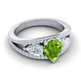 thumbnail image 3 of 2.00 Ct Sparkle Round Cut Peridot Gemstone & Natural Diamond Bridal Ring for Women Solid 14K White Gold Size 3.5 by Diamond Capitals, 3 of 8
