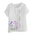 thumbnail image 5 of Summer Tops for Women Casual Short Sleeve Floral Print Blouses Plus Size Round Neck T Shirts Loose Fit Comfy Shirts Blusas De Mujer, 5 of 5