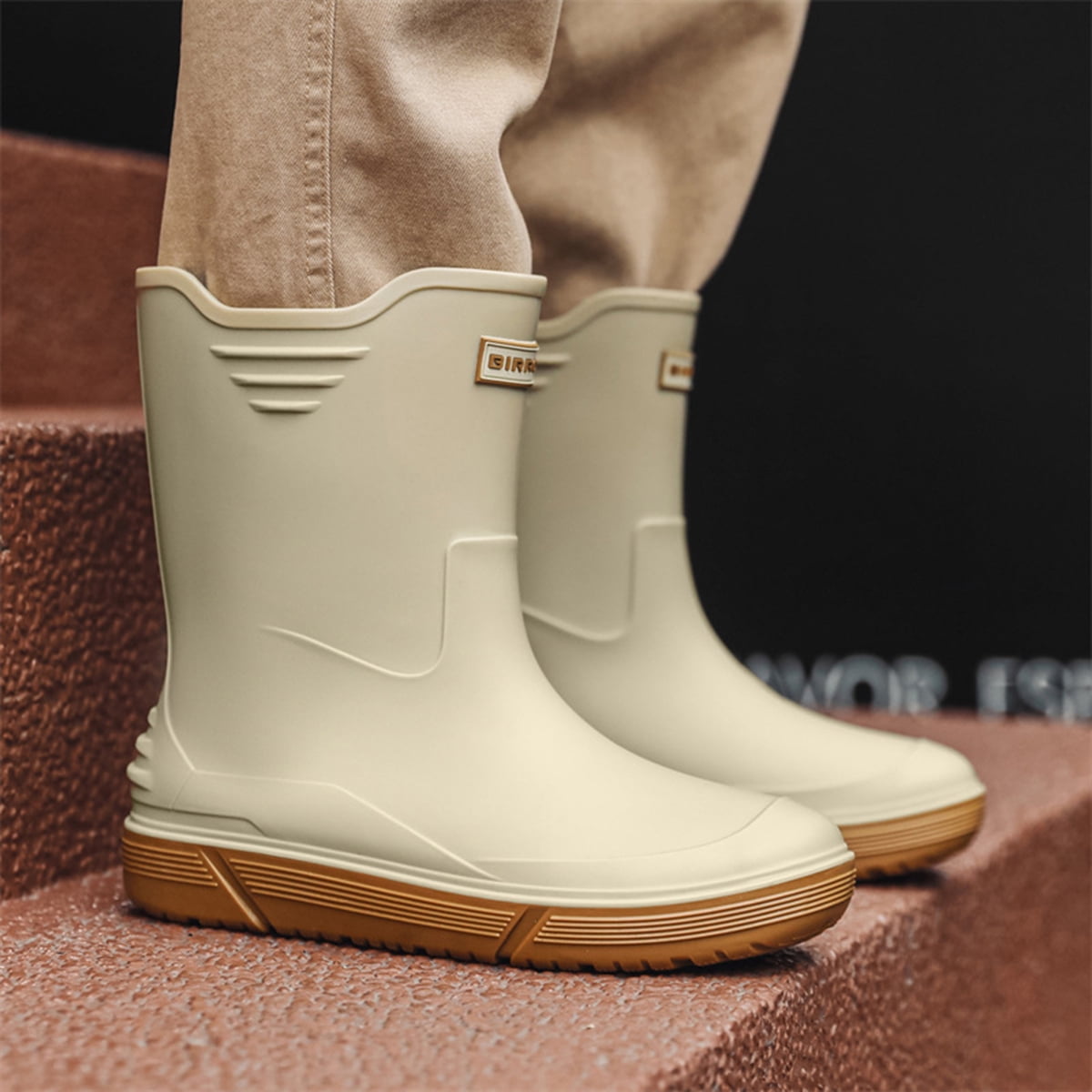 AUXDIQ Rain Shoes Men Mid-calf Boots Waterproof Rain Boots Outdoor Garden Shoes