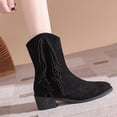 thumbnail image 6 of Fesfesfes Womens Dress Shoes Large-size Fringe Back Zipper Ankle Boots Non-slip Chunky Heel Snow Boots 41(US:8), 6 of 9