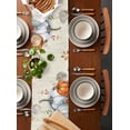 thumbnail image 6 of Table Runner Dresser Scarves 120 Inch Long,Autumn Thanksgiving Pumpkin Flower Linen Dining Table Runners Watercolor Leaves on Retro Letter Tabletop Scarf for Wedding Holiday Party Kitchen, 6 of 9
