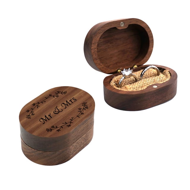 Caja Rústica para Anillos de Boda de Madera molchagar Sr. & Sra. 7x5x3 cm