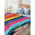 thumbnail image 5 of Twin Flat Sheet 66"x96", Colorful Striped Soft Lightweight Bedding Flat Sheets Only, Modern Rainbow Abstract Graffiti Art Brushed Microfiber Top Bed Sheet, Breathable StainResistant Bedsheets, 5 of 9