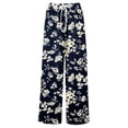 thumbnail image 3 of Palazzo Pants for Women 2026 Spring Summer Floral Print Elastic High Waist Wide Leg Loose Flowy Boho Beach Pants with Pockets, 3 of 7