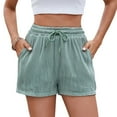 thumbnail image 2 of 2025 spring/summer new women's solid color drawstring pocket fashion casual shorts in stock, 2 of 6