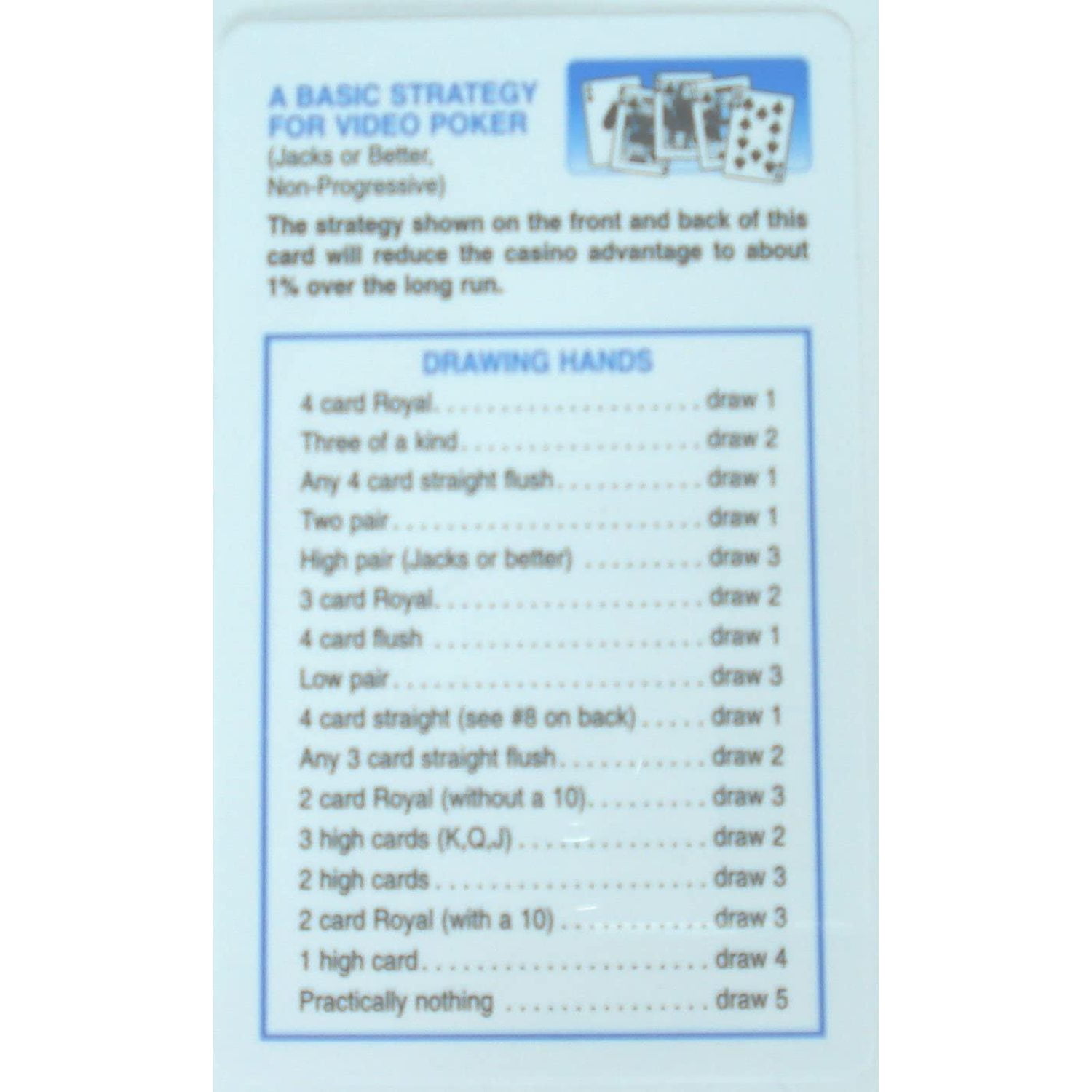 Basic Strategy Card for Video Poker, Easy to carry