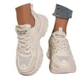 thumbnail image 3 of Wyzesi Espadrilles Rouges pour Femmes Espadrilles en Tricot Volant Femmes Automne et Hiver Mode Bout Rond à Lacets Chaussures Décontractées Semelle Épaisse Chaussures de Course Espadrilles Roses pour Femmes Espadrilles Blanches Femmes, 3 of 5