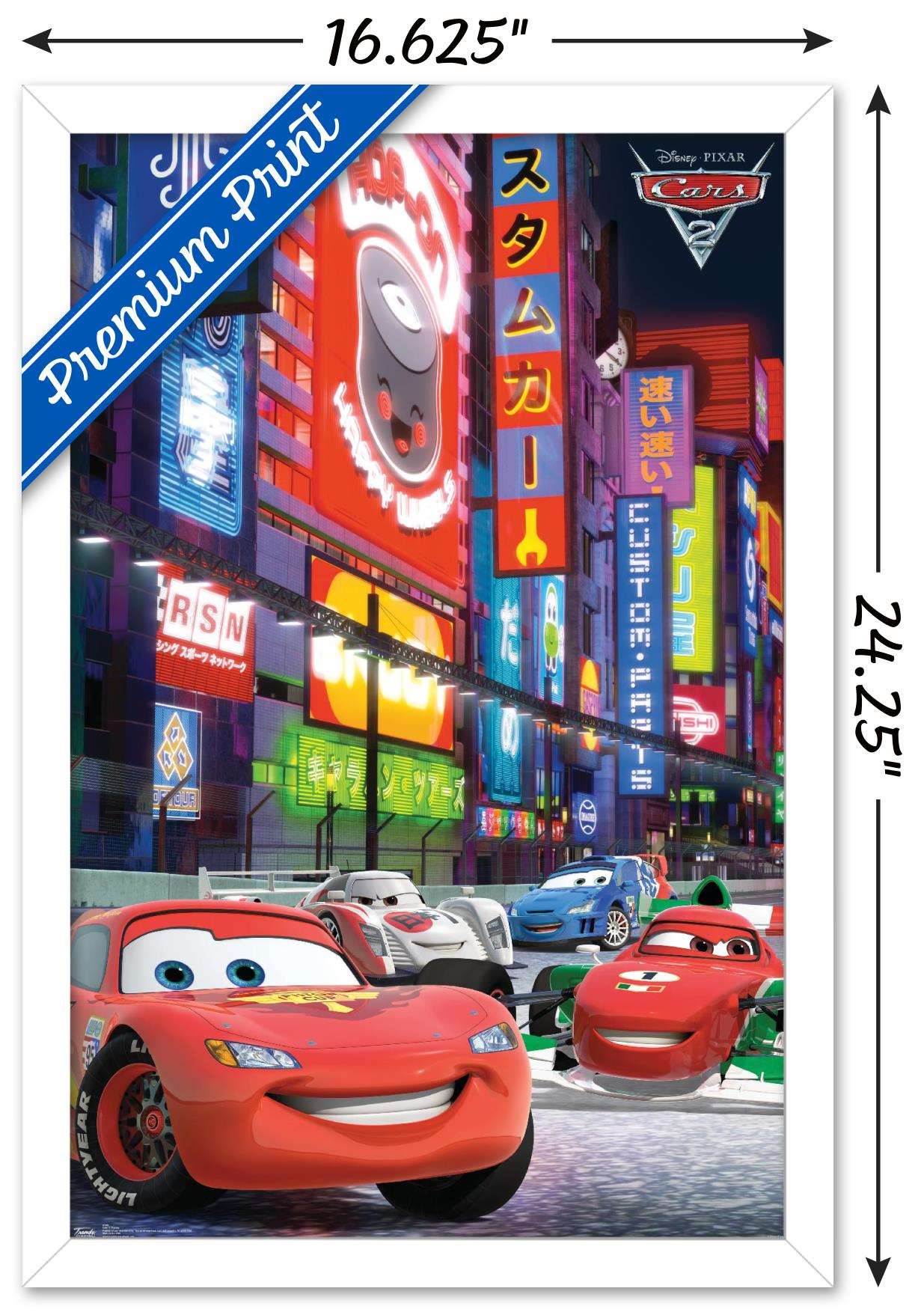 Disney Pixar Cars 2 - Racing Wall Poster, 14.725" x 22.375", Framed