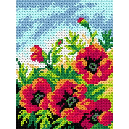 Needlepoint canvas for halfstitch without yarn Poppies 3568E