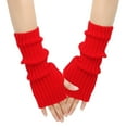 thumbnail image 1 of GDREDA Solid Knit Fingerless Mittens Warm Winter Handwear Texting Touchscreen Gloves For Cold Weather And Comfort Red,One Size, 1 of 3
