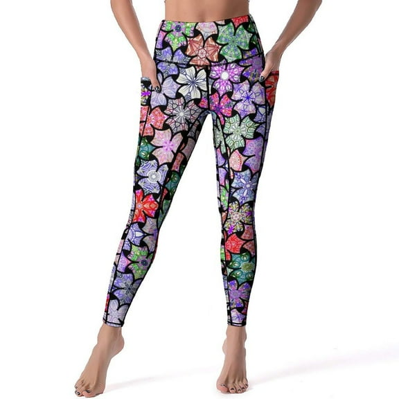 Watercolor Mandala Leggings Retro Floral Print Workout Yoga Pants Push Up Elegant Sports Tights Quick-Dry Design Yoga Legging