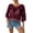 310#Red, variant on Women's Plain Fringe Trim Cut Out Sheer Crochet Cover Up Boho Scallop Trim 3/4 Sleeve Round Neck Beach Coverup Tops