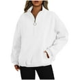 thumbnail image 2 of Chandails à Capuchon de Mode pour Femmes 2023 Chandails en Molleton Décontractés Sans Capuche Mode Manches Longues Demi-Fermeture à Glissière Col à Capuche Chemise 50 % de Rabais Liquidation Costumes Halloween/noël, 2 of 7