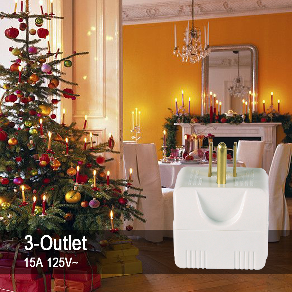 Hyper Tough 3-Outlet Grounded White Cube Adapter, 15 Amps - image 2 of 7