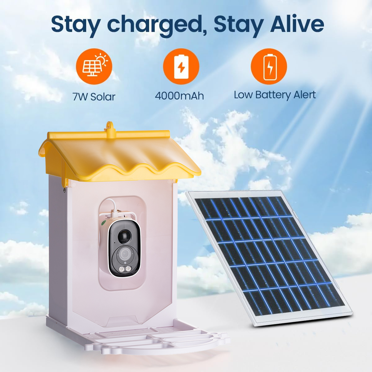 BOYOU Smart Bird Feeder with Camera, Solar Powered, 1080P HD, IP65 Waterproof, Outdoor