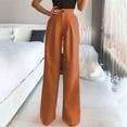thumbnail image 2 of XFLWAM Women's Pleated High Waist Satin Wide Leg Pants Casual Work Office Long Trousers Brown 3XL, 2 of 8