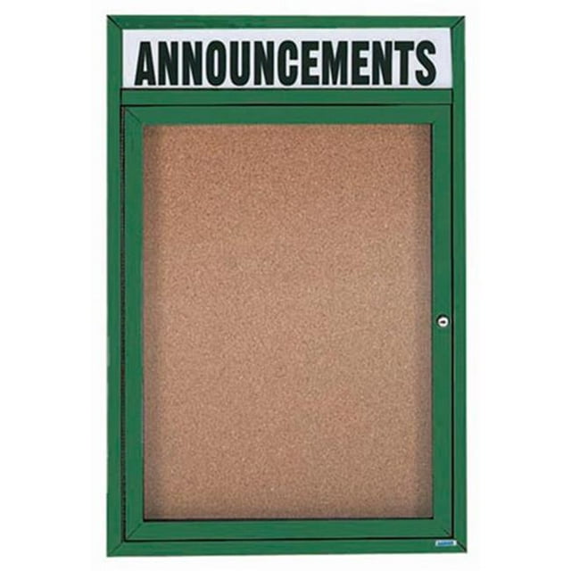Aarco Products DCC3624RHIG Tableau d'Affichage Fermé Éclairé 1 Porte avec en-Tête - Vert