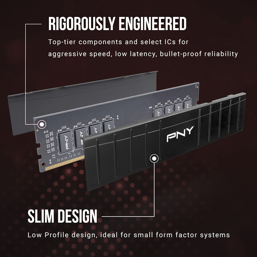 PNY 16GB (2x8GB) XLR8 Gaming DDR4 3600MHz Low Profile Desktop Memory Kit