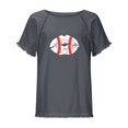 thumbnail image 5 of Blusa de manga corta con estampado de béisbol y cuello redondo de algodón y cáñamo para mujer OAVQHLG3B Store  lin121212, 5 of 5