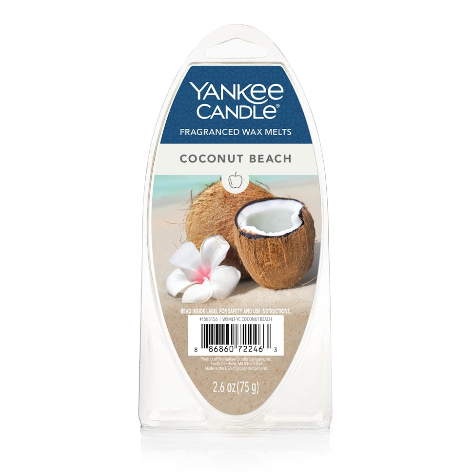 Yankee Candle Coconut Beach Fragranced Wax Melts, 6 Wax Spheres per Package, Pack of 6 (36 Cubes Total)