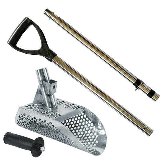 Dune Scoops  Poseidon 10x5 S Steel Metal Detector Sand Scoop Hexagon Holes w/Handle