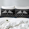 thumbnail image 4 of Erosebridal Sports Racing Flag Full Sheet Sets, Race Car Bedding Full Size, Square Geometry Decor, 4 of 7