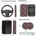 thumbnail image 7 of Binienty Floral Sugar Skull Car Seat Covers Front And Backseat with Matching Console Armrest Cushion Steering Wheel Cover Seat Belt Cushion Pad Headrest Covers 14 Piece Automotive Interior Decor Set, 7 of 7
