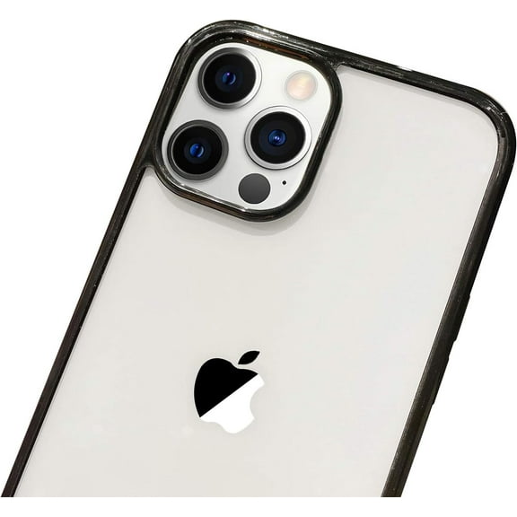 Clear Case Compatible with iPhone 12 Pro Max Case Cute Candy Color Soft Silicone Bumper with Hard PC Back Hybrid Protective Camera Screen Protective Case Black