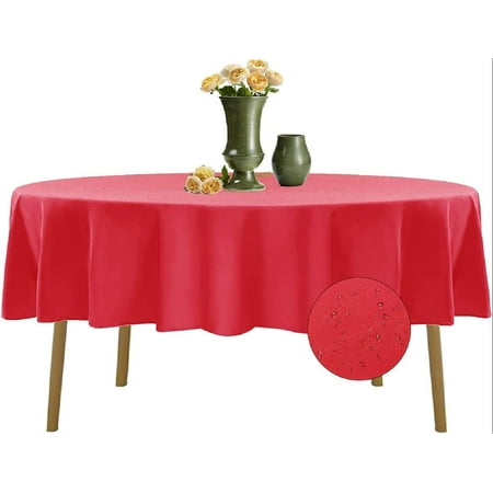 

2 Pack Waterproof Round Tablecloth 70 Inch Polyester Tablecloths Wrinkle Resistant Polyester Table Cover for Dining Table Outdoor Party and Banquets (Red)