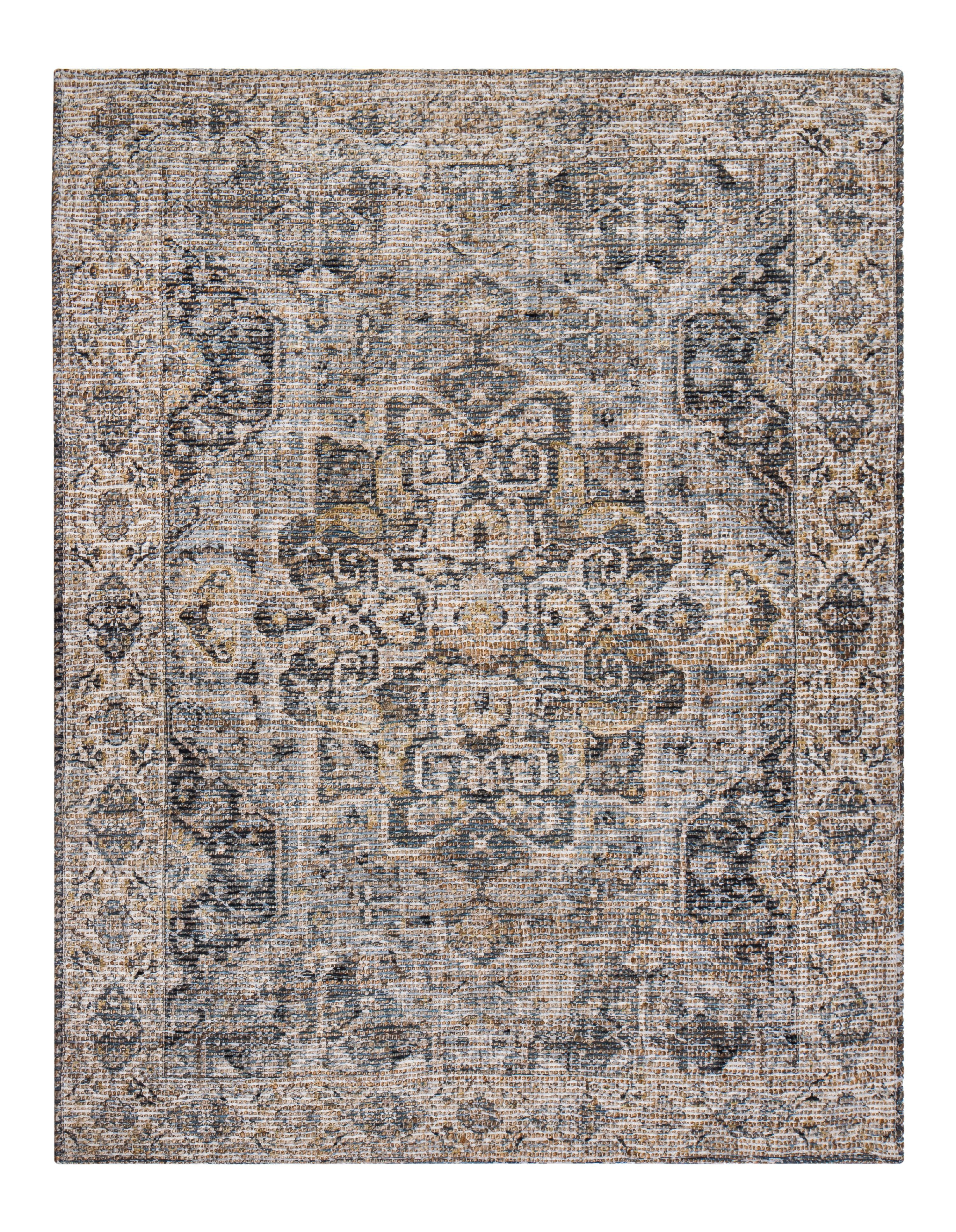30% Polyester and 10% Cotton Rug Zagros Anji Mountain Distressed 60% Jute 8-Feet Round 