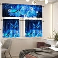 thumbnail image 2 of Blue Rose Butterfly Kitchen Window Curtains Valance and Tier Set 36 Inch 3 Piece Window Treatment Tiers for Living Room Bedroom Kitchen Decor Drapes, 2 of 6