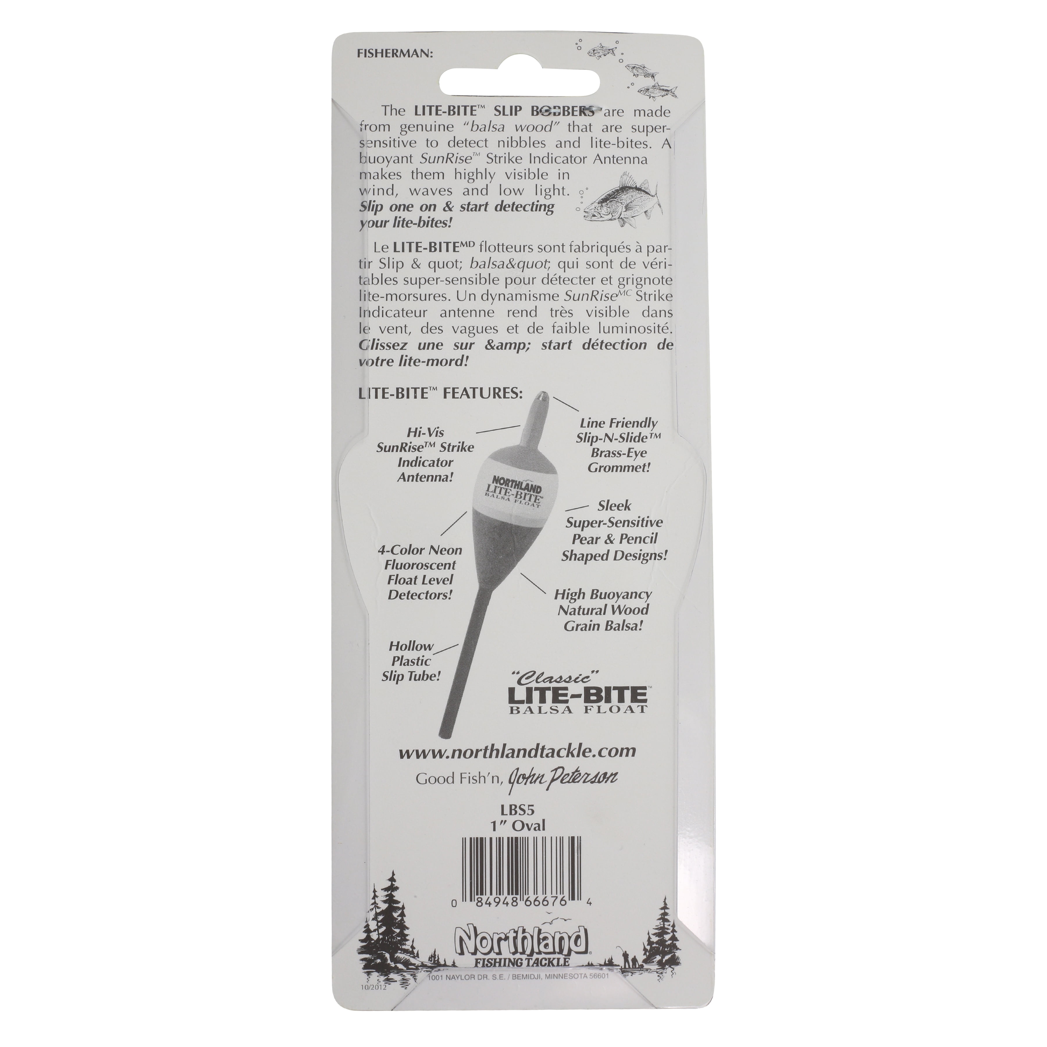 Northland Tackle Lite-Bite Slip Bobber, Freshwater, 7/8" Oval, Sunrise