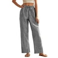 thumbnail image 1 of TINZ Women's Casual Pants High Waisted Loose Fit Long Trousers With Drawstring For Daily Comfortable Spring Summer Pants for Women Work Casual High Waist Elastic Pant Romper for Women Casual, 1 of 7