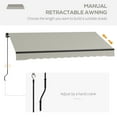 thumbnail image 4 of Outsunny 10' x 8' Patio Retractable Awning Sunshade Shelter, Light Grey, 4 of 10