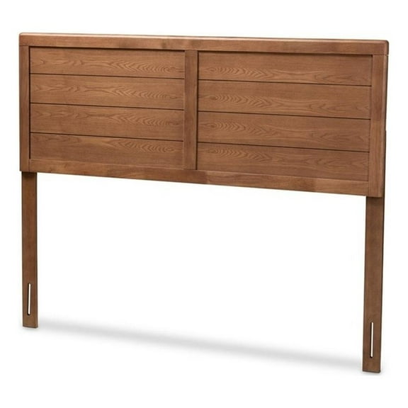 Bowery Hill Mid-Century Solid Rubber Wood King Size Headboard in Walnut Brown