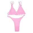thumbnail image 5 of Siilsaa Women's Sexy Thong Bottom Two Piece Bikini Double Shoulder Straps Cute Swimsuit Triangle Bathing Pink,XL, 5 of 5
