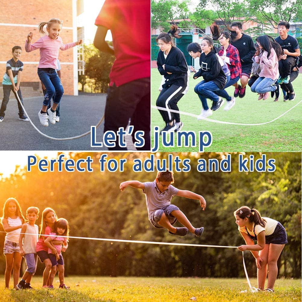 Long Jump Rope Multiplayer Skipping Rope with Wooden Handle for Team Group Jumping Rope for School Sport and Outdoor Activity