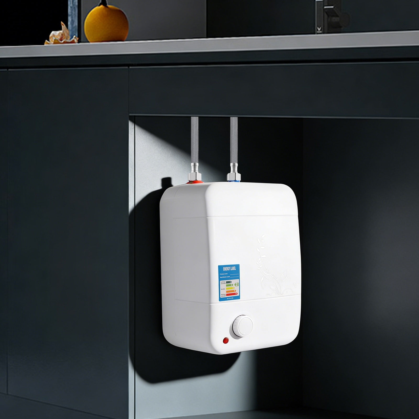 9.25*9.25*13.78in Rectangular Electric Tank Instant Water Heater Hot Shower Kitchen Heater 7L 110V 1500W