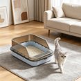 thumbnail image 6 of HWRETIE Semi Enclosed Cat Litter Box Splash Proof Pet Toilet with Litter Scoop High Side Open Design Easy Cleaning Litter Tray for Kittens Indoor Cats, 6 of 6