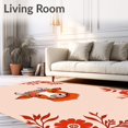 thumbnail image 2 of ODIKA 6'x9' Machine Washable Non-Slip Area Rug, DIY Latch Hook Kit Highland Cattle Floral Needlework High Traffic Rug, Red, 635797, 2 of 7