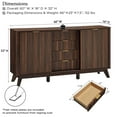 thumbnail image 4 of OKD 60" Fluted Wood Dresser with Sliding Doors and 4 Drawers, Modern Chest with Faux Marble Top, Chest of Drawers for Bedroom, Living Room, Dark Walnut, 4 of 7