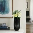 thumbnail image 4 of Ceramic Stoneware Vase Textured Boho Decorative Flower Holder for Home, Office, Bedroom & Living Room - Minimalist Modern Accent Piece - 16" Black, 4 of 13